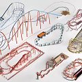 Colorful Roller Coaster Track Models With Various Designs Complex Curves And Hills For Amusement Parks
