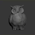 Wooden Owl Carved Figurine With Detailed Design For Home Furniture Decoration 3d model