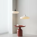 Modern Interior Pendant Lighting Design With White Shades Black White Fixtures And Red Side Table