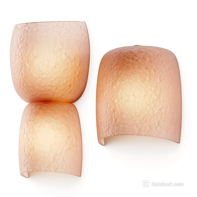 Modern Textured Glass Wall Sconce In Soft Pink With Warm Illumination Design 3d model 