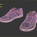 Casual Sports Shoes With Dark Blue Purple Orange Accents White Sole And Purple Laces