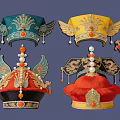 Traditional Chinese Hanging Ornaments With Intricate Gold Embroidery And Colorful Beads