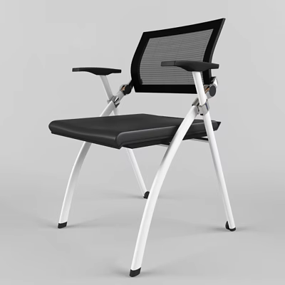 Ergonomic Office Chair With Mesh Back Black Seat Armrests And White Metal Legs 3d model