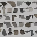 Various Fabric Samples In Gray Beige Brown With Different Folded Textures 3d model