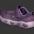 Cute Kids Purple Pink Heart Pattern Sneakers With Soft Sole And Velcro Strap