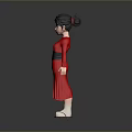 Game Movie Character 3D Model Female With Red Dress Black Belt And White Shoes