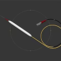 Medical Catheter With White Body Black Component Yellow Flexible Cable And Red Silver Tip