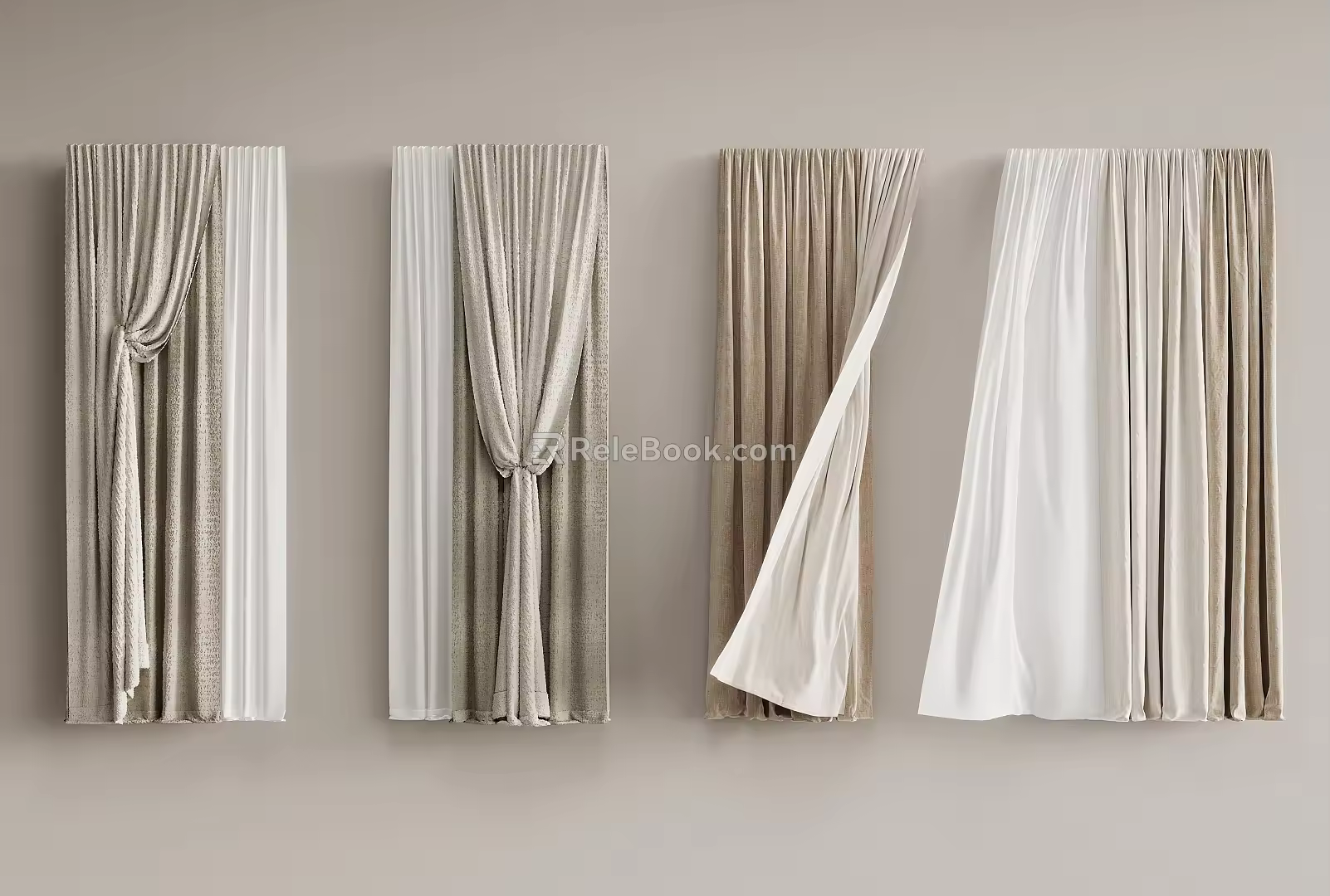 Curtain Double Open Curtain 3d model