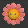 Adorable Cartoon Flower Character With Smiling Face Pink Petals And Yellow Center