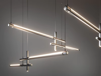 Modern Linear Metal Pendant Lights With Minimalist Geometric Hanging Design For Interior Lighting 3d model