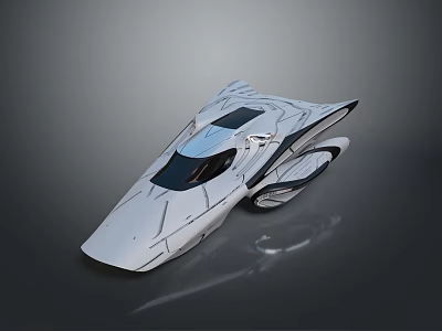 Futuristic White Concept Car With Sleek Aerodynamic Sculptural Body Design Features 3d model