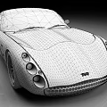 TVR Yellow Sports Car With Union Jack Roof And Front Round Headlights Honeycomb Grille
