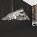 Unique Shaped Pendant Light Featuring Modern Geometric Metallic Frame And Illuminated Design 3d model