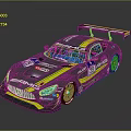 Mercedes BRABUS Racing Car with Green Stripes Rear Wing and Racing Numbers