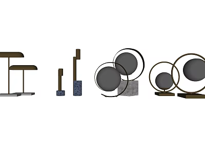 Modern Decorative Ornament Sets With Circular Frames Geometric Bases And Metal Accents 3d model