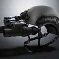 Tactical Military Helmet With Night Vision Binoculars Mounted Attachments And Secure Strap Design