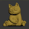 Yellow Cat Shaped Decorative Furniture Accessory With Grumpy Expression And Sitting Pose 3d model