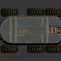 Vintage Rusty Tank With Six Wheels Metallic Finish And Bottom Reflections