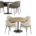 Modern Dining Table Set With Round Wooden Top And Metal Frame Chairs