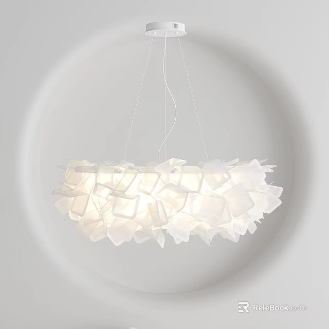 Modern White Petal Shaped Chandelier With Soft Warm Lighting For Interior Decoration 3d model 