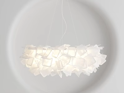 Modern White Petal Shaped Chandelier With Soft Warm Lighting For Interior Decoration 3d model
