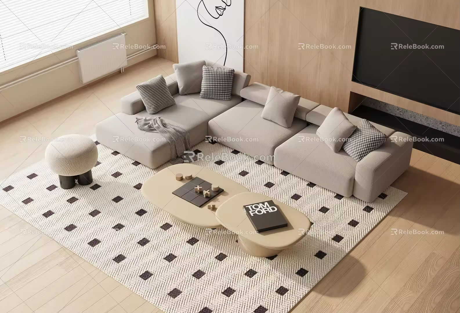 Modern corner sofa combination 3d model