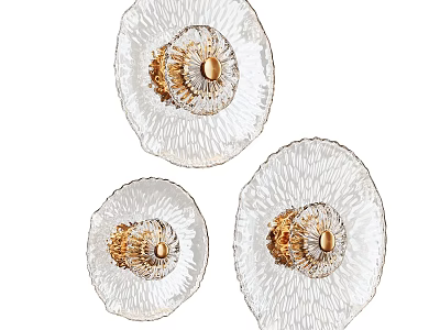 Modern Three Textured Glass Wall Decor Art With Gold Center Accents 3d model