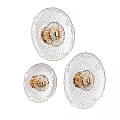 Modern Three Textured Glass Wall Decor Art With Gold Center Accents