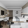 Modern Hotel Guest Room Interior With King Bed Sofa TV And Coffee Table