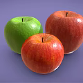 Three Fresh Apples Displaying Green And Red Colors On Purple Background
