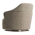 Modern Beige Single Sofa With Vertical Tufted Backrest Patterned Armrest And Metal Base