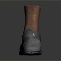 Vintage Gray Leather Shoes With Distressed Design And Brown Ankle Part