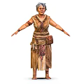 Traditional Tribal Character In Handmade Costume With Animal Companion And Decorative Pouches
