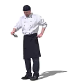 The Man Wearing White Chef Coat Black Hat And Black Apron Holding Spoon Standing