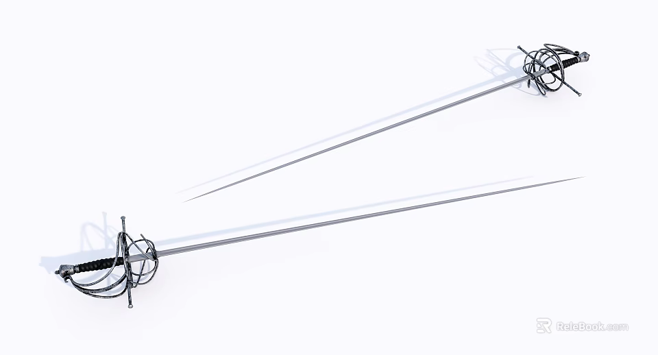 Elegant Medieval Sword With Intricate Hilt Design Long Sharp Blade And Steel Construction 3d model 