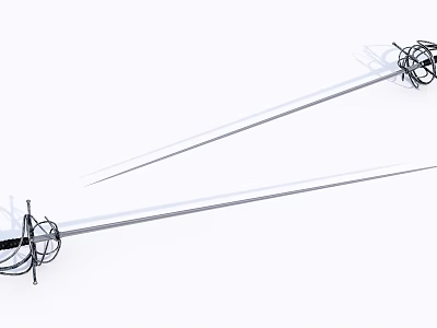 Elegant Medieval Sword With Intricate Hilt Design Long Sharp Blade And Steel Construction 3d model