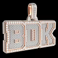 Luxury Diamond Encrusted Pendant With BOK Letter Design And Rose Gold Accents