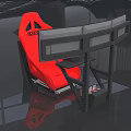 Red Racing Simulator Seat With Black Frame Bracket And Control Device
