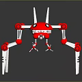 Red Mechanical Spider Robot Character With White Legs And Red Joints 3d model