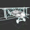 Red Vintage Biplane Model With Distressed Paint And Propeller Design 3d model