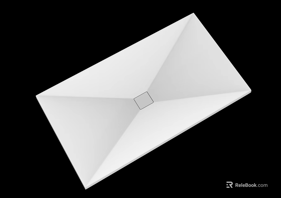 Minimalist White Washbasin Design With Rectangular Countertop And Square Drain Hole 3d model 