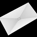 Minimalist White Washbasin Design With Rectangular Countertop And Square Drain Hole