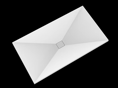 Minimalist White Washbasin Design With Rectangular Countertop And Square Drain Hole 3d model