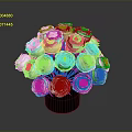 Bouquet of White Roses Arranged in Black Vase Against Gray Background