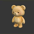 Orange Stitched Teddy Bear Toy With Shiny Surface On Dark Background 3d model
