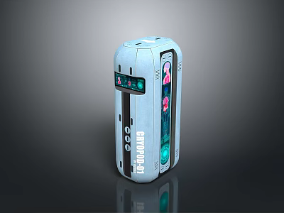 Blue Turbo Device With Display Screen Buttons And Circular Patterns 3d model