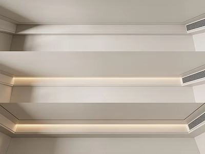 Modern Minimalist Ceiling Design With Recessed LED Strip And Decorative Molding Details 3d model