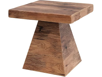 Solid Wood Stool With Square Top And Pyramid Shaped Base Natural Grain 3d model