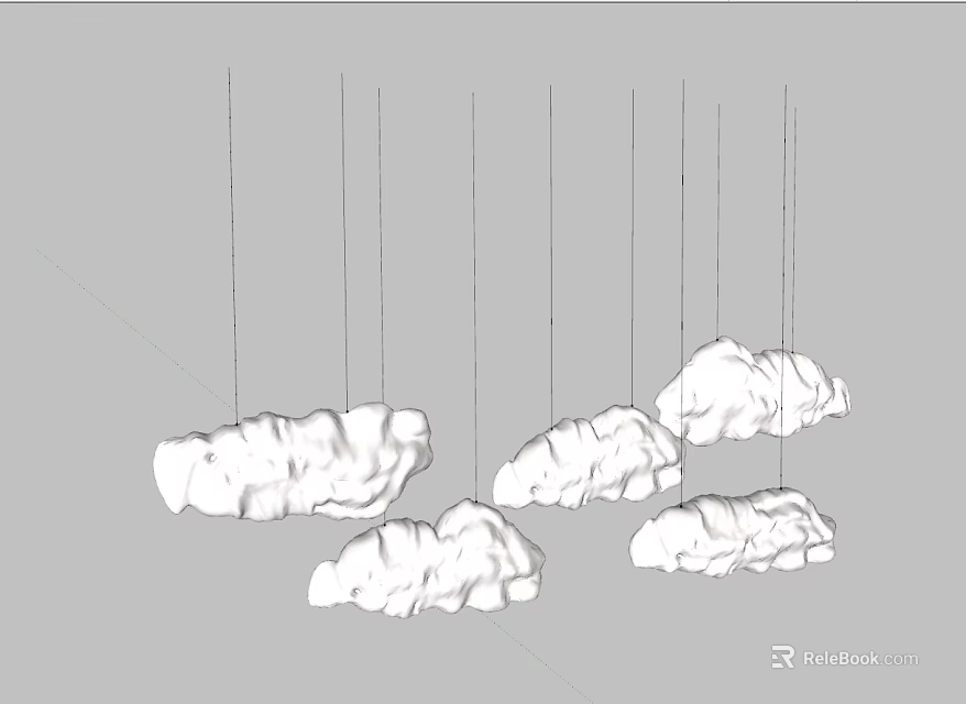 Cloud Shaped Chandeliers Design With Multiple Hanging Units For Interior Decor 3d model