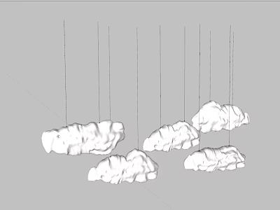 Cloud Shaped Chandeliers Design With Multiple Hanging Units For Interior Decor 3d model